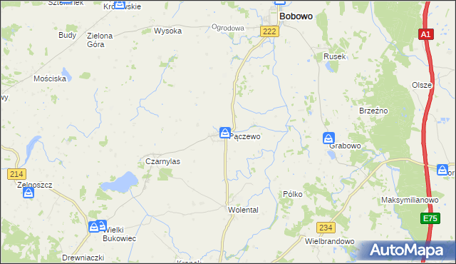mapa Pączewo, Pączewo na mapie Targeo