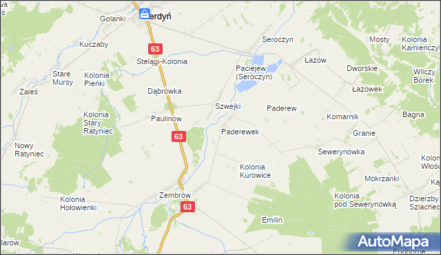 mapa Paderewek, Paderewek na mapie Targeo