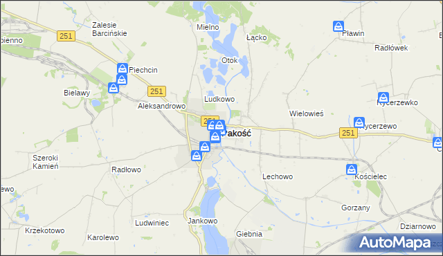 mapa Pakość powiat inowrocławski, Pakość powiat inowrocławski na mapie Targeo