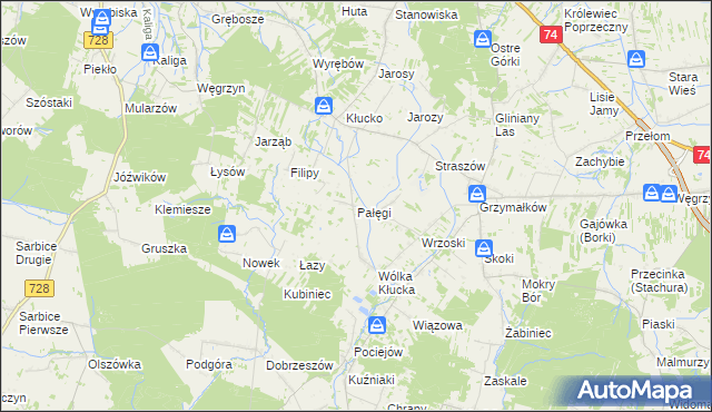 mapa Pałęgi, Pałęgi na mapie Targeo