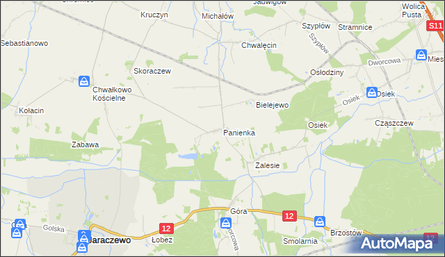 mapa Panienka, Panienka na mapie Targeo