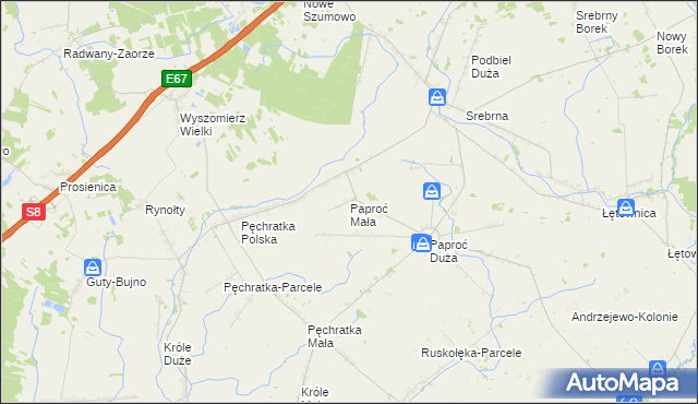 mapa Paproć Mała, Paproć Mała na mapie Targeo