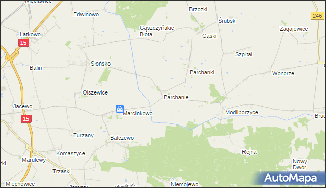 mapa Parchanie, Parchanie na mapie Targeo