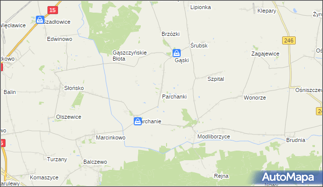 mapa Parchanki, Parchanki na mapie Targeo