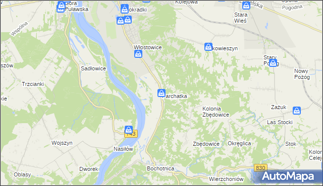mapa Parchatka, Parchatka na mapie Targeo