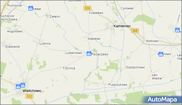 mapa Parzęczewo, Parzęczewo na mapie Targeo