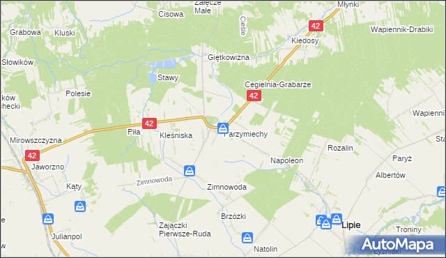 mapa Parzymiechy, Parzymiechy na mapie Targeo