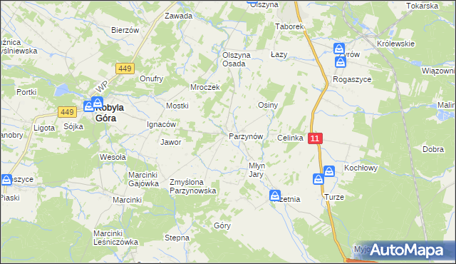 mapa Parzynów, Parzynów na mapie Targeo