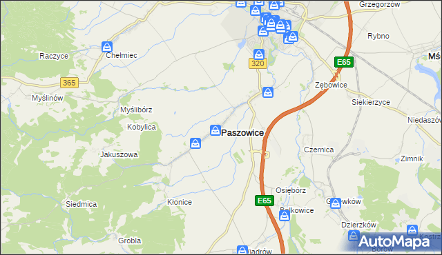 mapa Paszowice, Paszowice na mapie Targeo