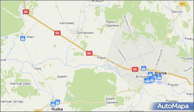 mapa Patoki gmina Brańsk, Patoki gmina Brańsk na mapie Targeo