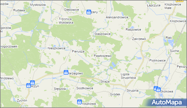mapa Pawłoszewo, Pawłoszewo na mapie Targeo