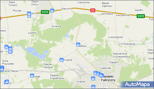 mapa Pawłów gmina Rejowiec Fabryczny, Pawłów gmina Rejowiec Fabryczny na mapie Targeo