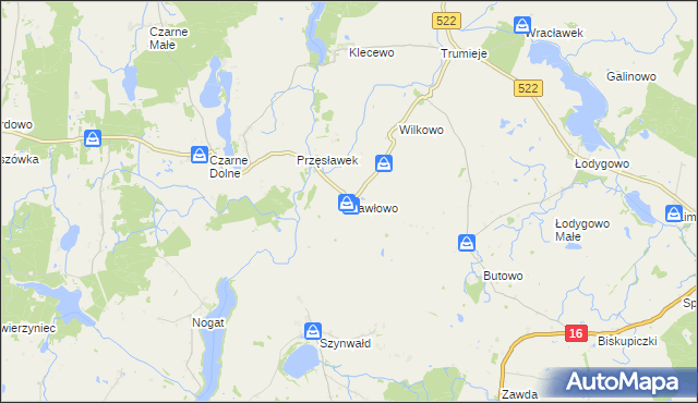 mapa Pawłowo gmina Gardeja, Pawłowo gmina Gardeja na mapie Targeo