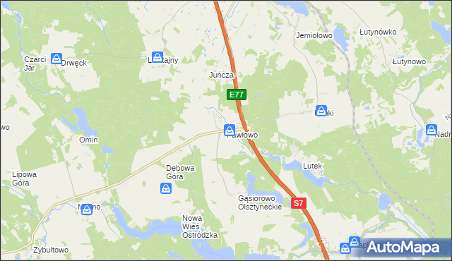 mapa Pawłowo gmina Olsztynek, Pawłowo gmina Olsztynek na mapie Targeo