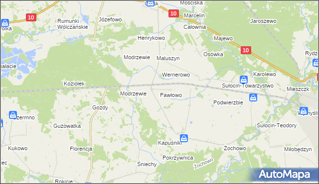 mapa Pawłowo gmina Sierpc, Pawłowo gmina Sierpc na mapie Targeo