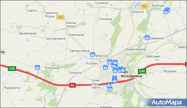 mapa Pełcznica, Pełcznica na mapie Targeo
