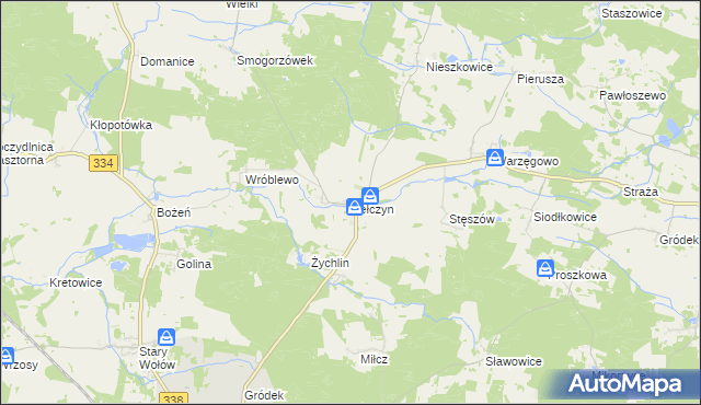 mapa Pełczyn gmina Wołów, Pełczyn gmina Wołów na mapie Targeo
