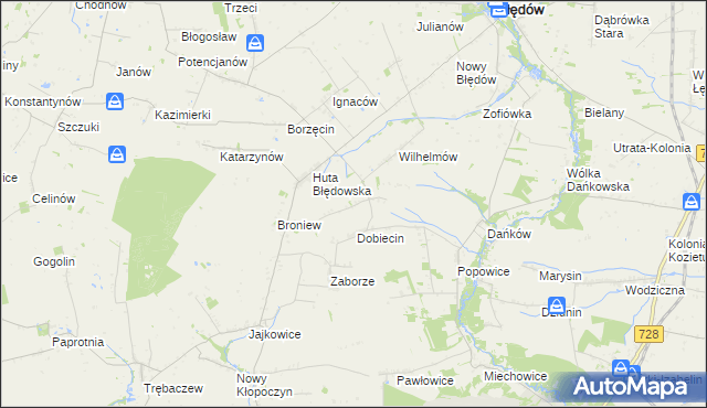 mapa Pelinów gmina Błędów, Pelinów gmina Błędów na mapie Targeo