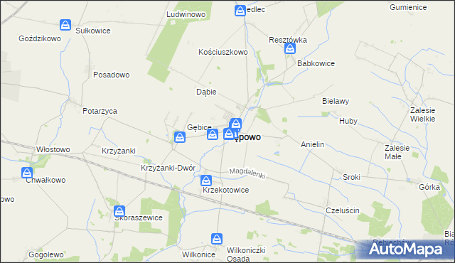 mapa Pępowo powiat gostyński, Pępowo powiat gostyński na mapie Targeo