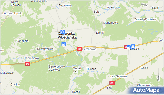 mapa Perzanowo, Perzanowo na mapie Targeo