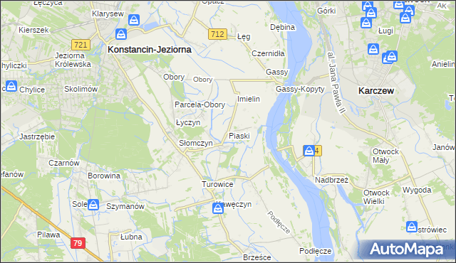 mapa Piaski gmina Konstancin-Jeziorna, Piaski gmina Konstancin-Jeziorna na mapie Targeo
