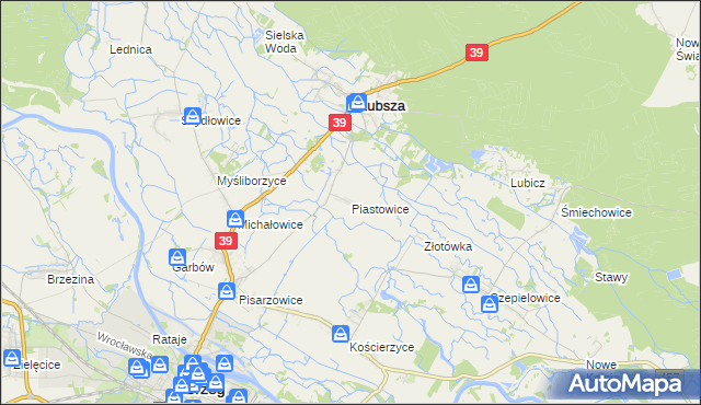 mapa Piastowice gmina Lubsza, Piastowice gmina Lubsza na mapie Targeo