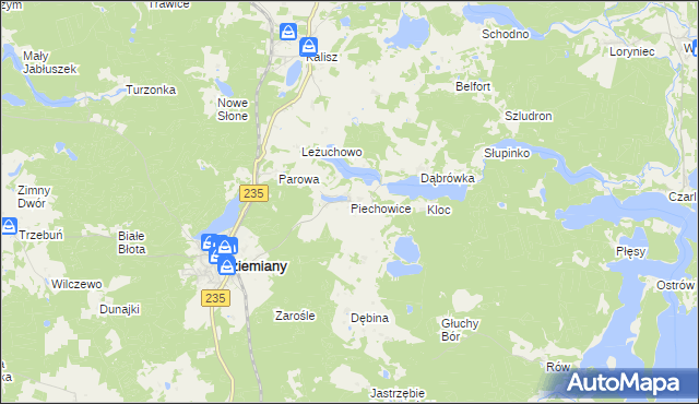 mapa Piechowice gmina Dziemiany, Piechowice gmina Dziemiany na mapie Targeo