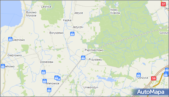 mapa Pięćmiechowo, Pięćmiechowo na mapie Targeo