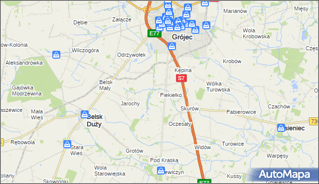 mapa Piekiełko gmina Grójec, Piekiełko gmina Grójec na mapie Targeo