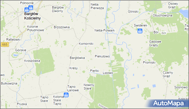 mapa Piekutowo, Piekutowo na mapie Targeo