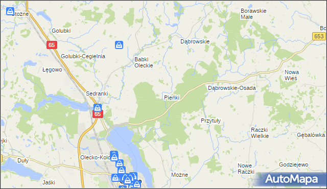 mapa Pieńki gmina Olecko, Pieńki gmina Olecko na mapie Targeo