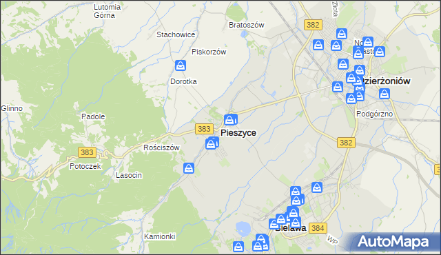 mapa Pieszyce, Pieszyce na mapie Targeo