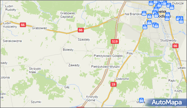 mapa Pietrzykowo-Gołąbki, Pietrzykowo-Gołąbki na mapie Targeo