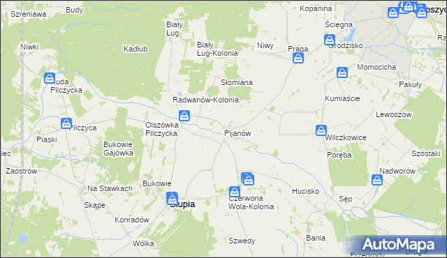 mapa Pijanów, Pijanów na mapie Targeo