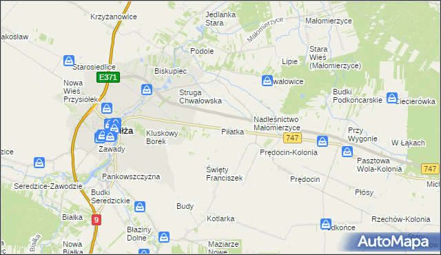 mapa Piłatka gmina Iłża, Piłatka gmina Iłża na mapie Targeo
