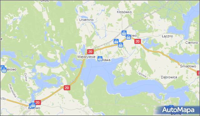 mapa Piława gmina Borne Sulinowo, Piława gmina Borne Sulinowo na mapie Targeo