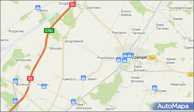 mapa Piotrkowice gmina Czempiń, Piotrkowice gmina Czempiń na mapie Targeo