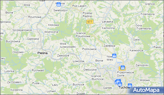 mapa Piotrkowice gmina Tuchów, Piotrkowice gmina Tuchów na mapie Targeo