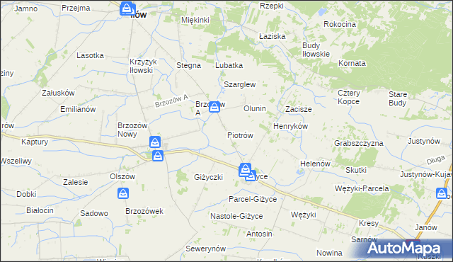 mapa Piotrów gmina Iłów, Piotrów gmina Iłów na mapie Targeo