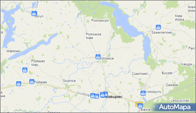 mapa Piotrowice gmina Biskupiec, Piotrowice gmina Biskupiec na mapie Targeo