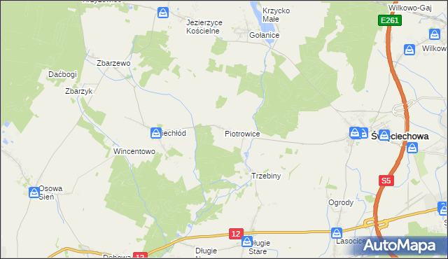 mapa Piotrowice gmina Święciechowa, Piotrowice gmina Święciechowa na mapie Targeo