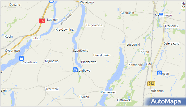 mapa Płaczkówko, Płaczkówko na mapie Targeo