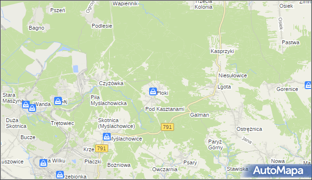 mapa Płoki gmina Trzebinia, Płoki gmina Trzebinia na mapie Targeo