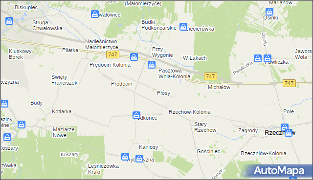 mapa Płósy, Płósy na mapie Targeo