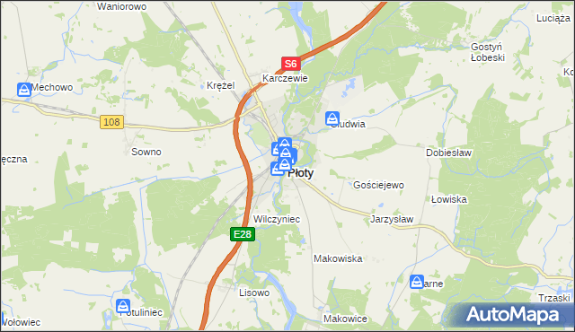 mapa Płoty powiat gryficki, Płoty powiat gryficki na mapie Targeo