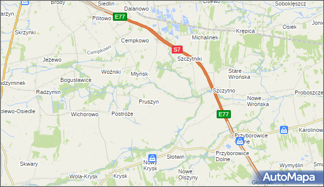 mapa Poczernin gmina Płońsk, Poczernin gmina Płońsk na mapie Targeo