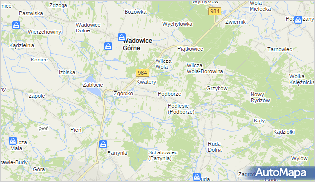 mapa Podborze gmina Radomyśl Wielki, Podborze gmina Radomyśl Wielki na mapie Targeo