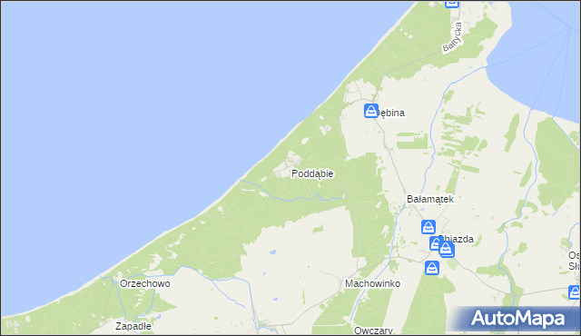 mapa Poddąbie, Poddąbie na mapie Targeo