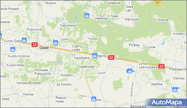 mapa Podgóra gmina Gózd, Podgóra gmina Gózd na mapie Targeo
