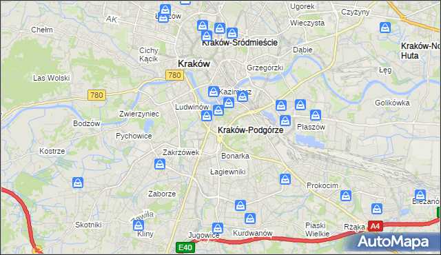 mapa Podgórze gmina Kraków, Podgórze gmina Kraków na mapie Targeo